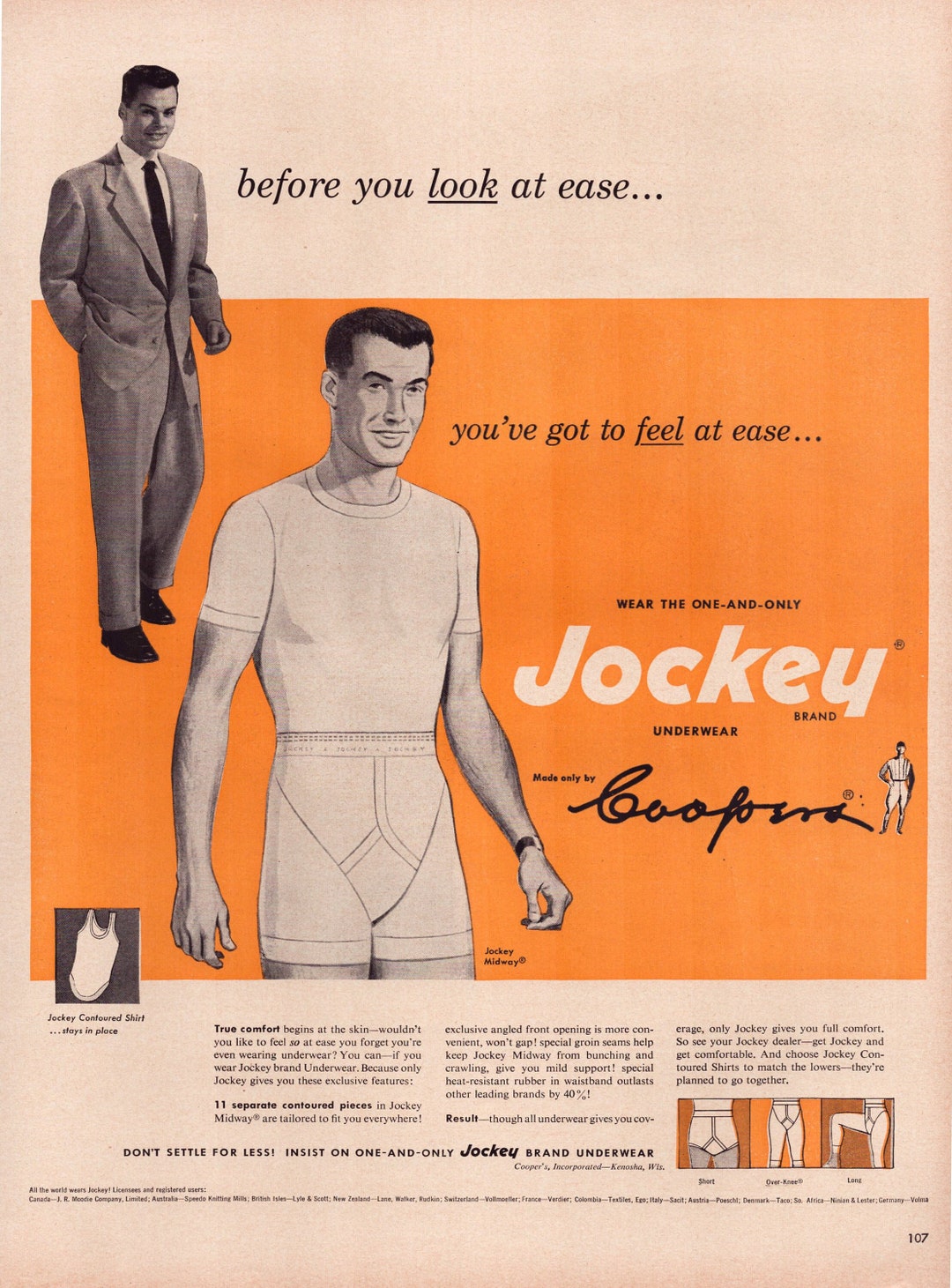 Print Ad Jockey Underwear Briefs 1952 Full Page Large Magazine Etsy