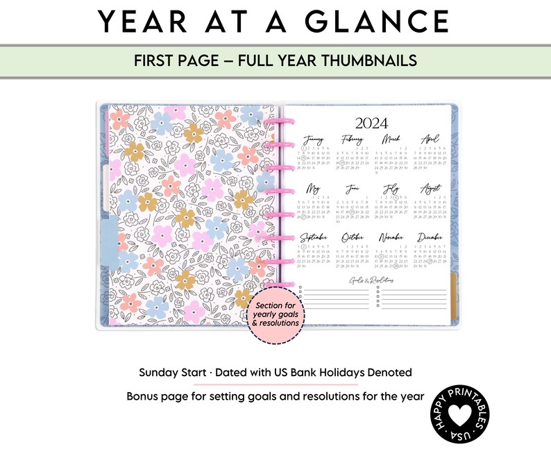 2024 Vertical Weekly Planner Printable PDF 7x9.25 Classic Happy Planner
