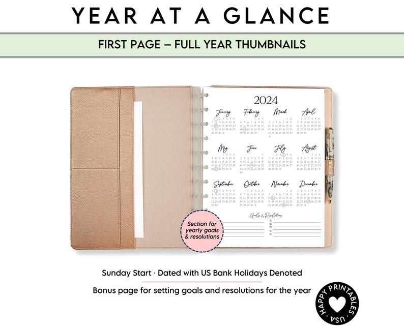 2024 Vertical Weekly Planner Printable PDF Instant Download 8.5x11