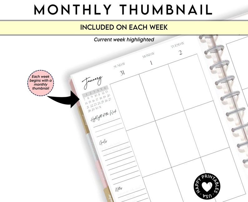 2024 Vertical Weekly Planner Printable PDF Instant Download 8.5x11