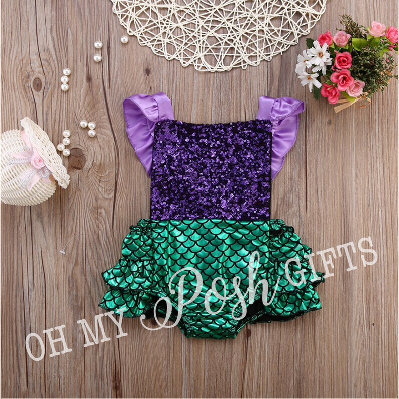 mermaid baby romper mermaid theme party Mermaid costume baby mermaid baby outfit ariel baby outfit baby girl romper Mermaid Romper