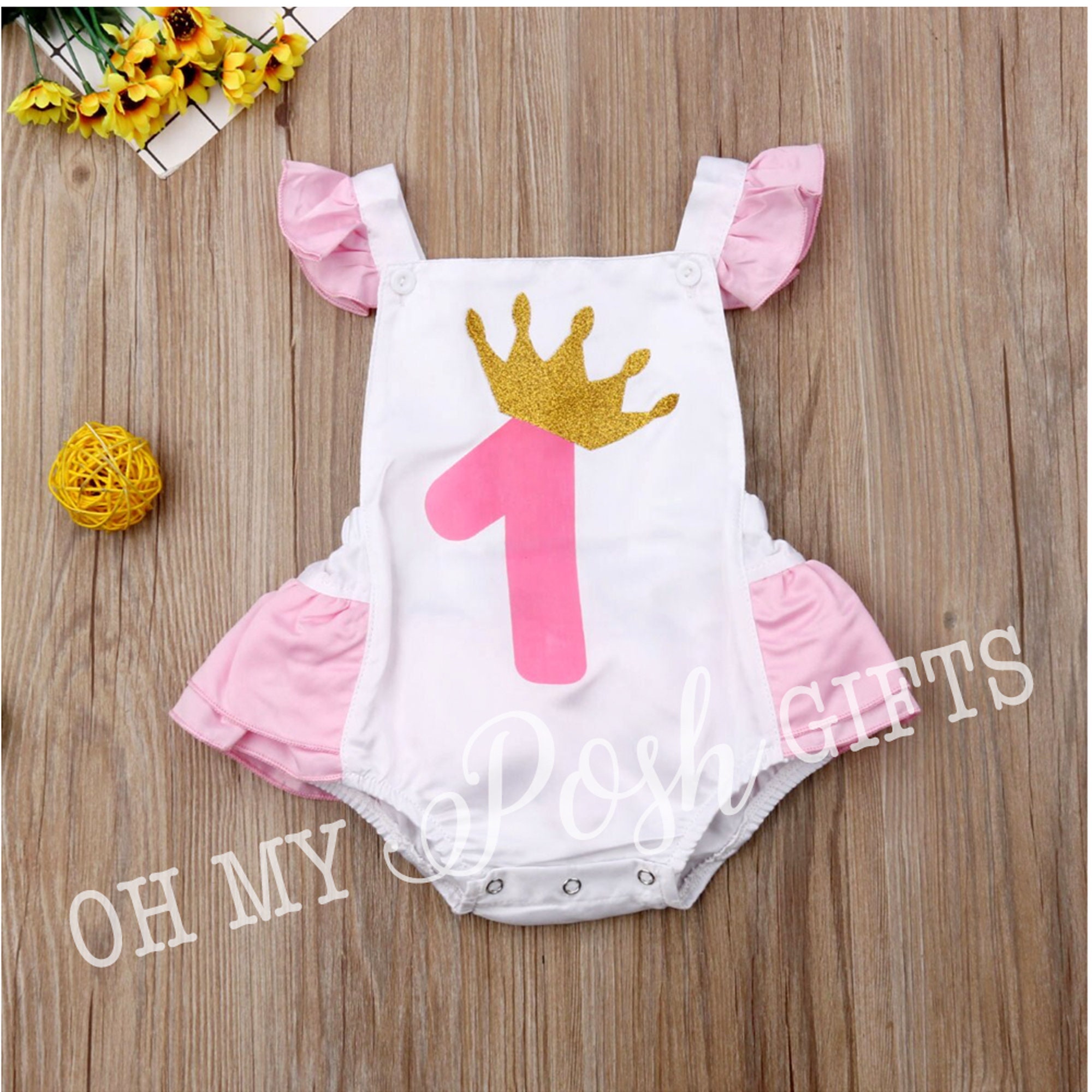 First Birthday Romper Baby Romper Baby Girl Romper Baby Etsy