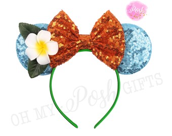 Moana inspired Ears, Moana mouse ears, minnie Ears moana, Disney Ears moana, mouse ears baby, mouse ears toddler, moana birthday, Moana ears
