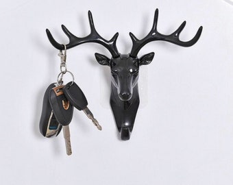 Abstand- Hirschhaken für Dekor, Weihnachtsstrumpf Hirschhaken, selbstklebender Display Haken Dekor, niedlicher Hirschhaken, Hirschkopf mit Geweih
