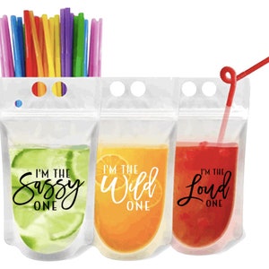 Personalized Reusable Adult Drink Pouch: Bachelorette Party Favors