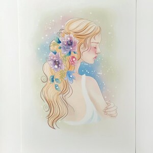 art reproduction Art print fairy character and flowers image 2