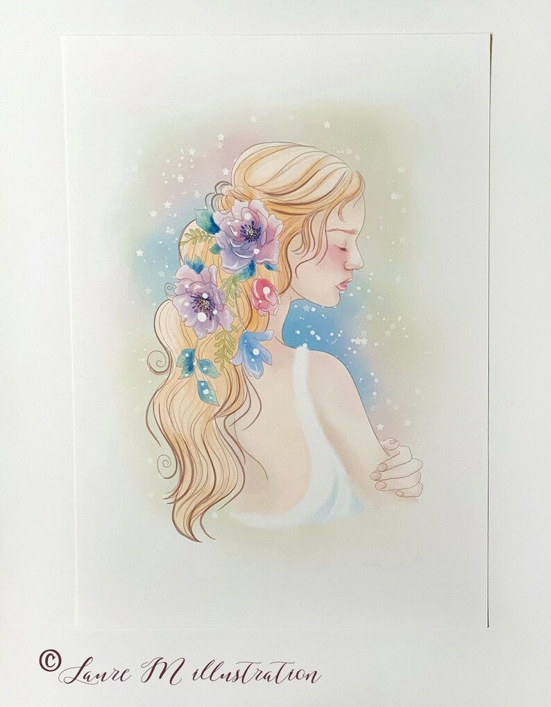 art reproduction Art print fairy character and flowers image 2