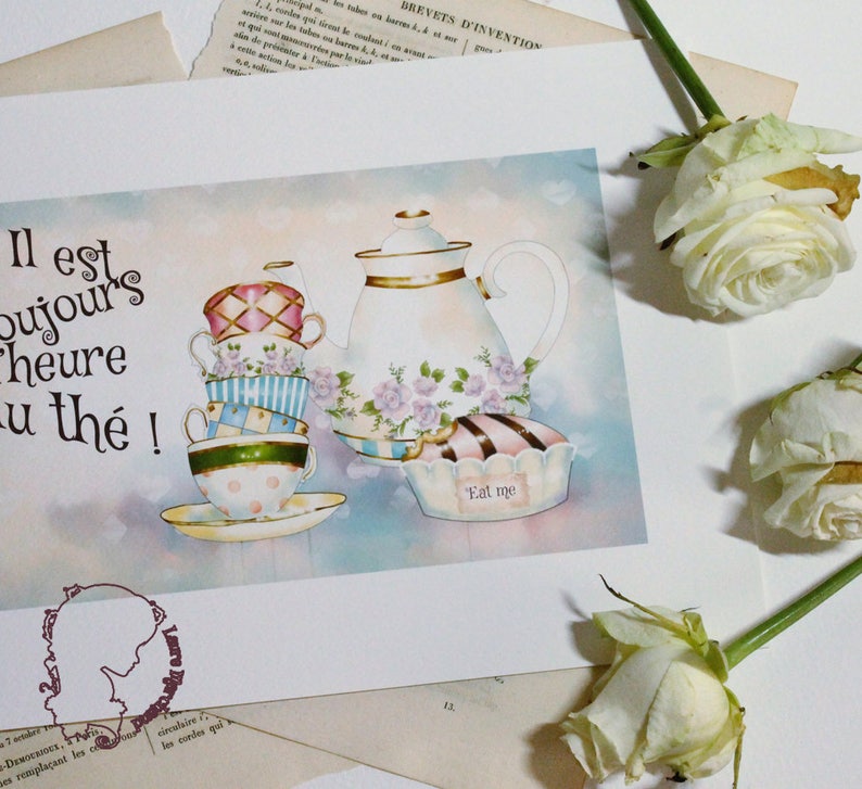 Reproduction of art print scene of Alice in Wonderland tea time image 1