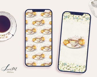 Artistic fall wallpapers for any type of phone pumpkin tea decor with illustration and pattern