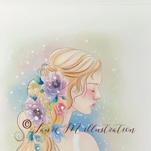 art reproduction Art print fairy character and flowers image 3