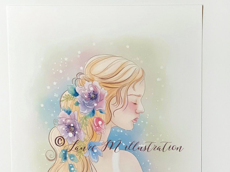 art reproduction Art print fairy character and flowers image 3