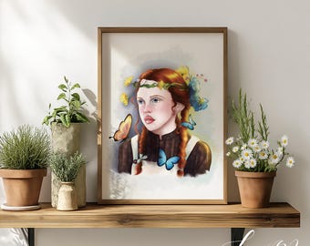 Elegante Anne of Green Gables Wanddekoration, Sofortiger Download, mehrere Größen verfügbar