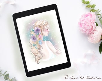 Wallpaper for samsung tablets - original Magic Floral wallpaper - fairy screen background