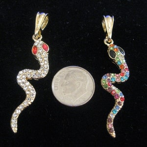 SNAKE CHARM and/or PENDANT 18k White Gold Plated in Fine Zirconias All White/Colors You Choose