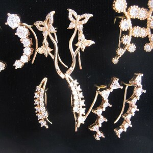 Earrings with Fish Hook type backs & CZs 5 designs U choose from 14K Gold Plated