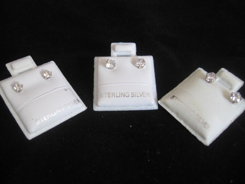 EARRINGS 3MM BUTTERFLY BACKS type With Cubic Zirconia stone in .925 Sterling Silver