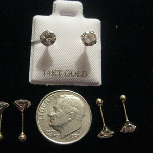 CHILD SCREW BACK Earrings 5MM Cubic Zirconia Stone With Ball Stud In 14K Y Gold
