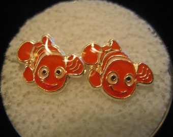 NEMO Screw Back Child Character Earring in Silver COVERED in Acrylic