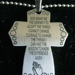 Pendant ~ Sobriety Program&#39;s Serenity Prayer ~ Perfect For AA NA Or PLAIN & 30&quot; Chain