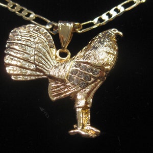 GALLO 24" Cadena 14K 2COLOR oro laminado CZs/2COLOR GOLD plated ROOSTER  chain/CZs