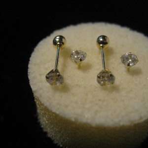 EARRINGS 3MM CHILD Screw Back Ball Studs 14K Yellod GOLD