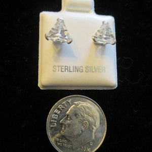 1 Ct / 6mm TRILLION CZ Stud Earrings In .925 Strrling Silver