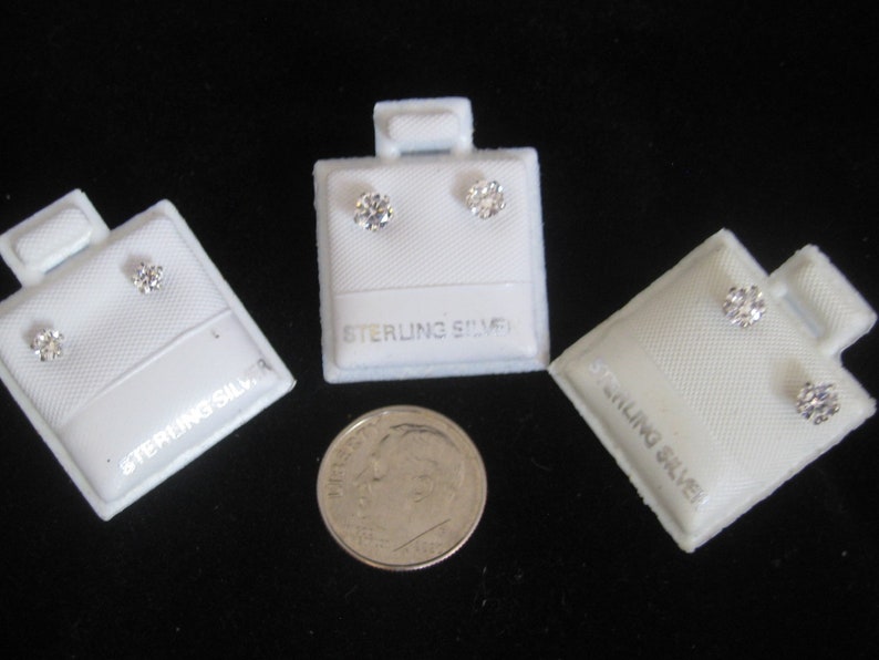EARRINGS 3MM BUTTERFLY BACKS type With Cubic Zirconia stone in .925 Sterling Silver