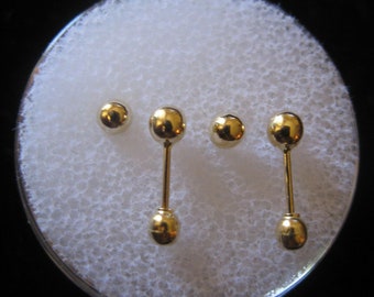 CHILD SCREWBACK EARRINGS 3mm ball stud 14K yellow gold
