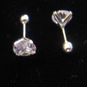 CHILD SCREW BACK Earrings 7MM or 1 1/4 Ct Cubic Zirconia Stone In Sterling Silver/De Bolita