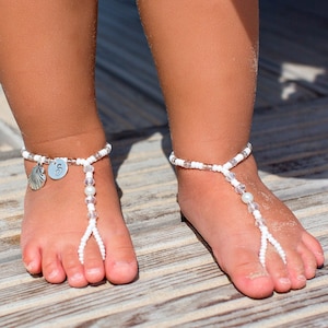 Personalized kids jewelry, Baby Barefoot sandals, Flower girl accessory, Unique gift, Personalized girl anklet, Children&#39;a photo prop