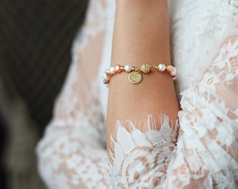 Bracelet perle baroque personnalisé, 14K Gold Filled, Natural Freshwater Pearls, Wedding natural Pearl Bracelet, Bijoux personnalisés femmes