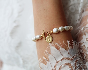 Baroque Pearl Bracelet personalized, 14K Gold Filled, Natural White Freshwater Pearls, Wedding natural Pearl Bracelet, Women custom jewelry