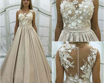 off shoulder lace sleeves wedding dress beige wedding dress etsy