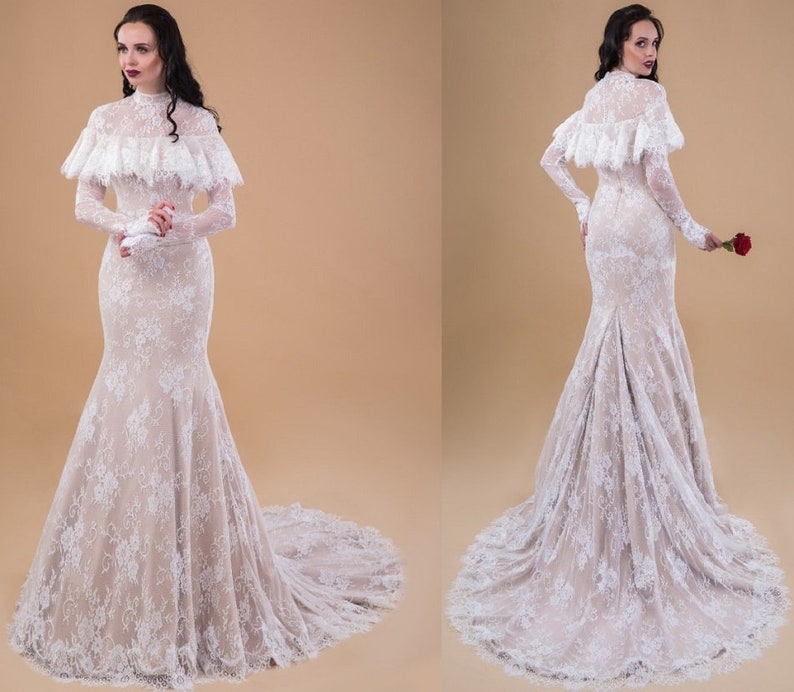 Closed Back Mermaid Wedding Dress
