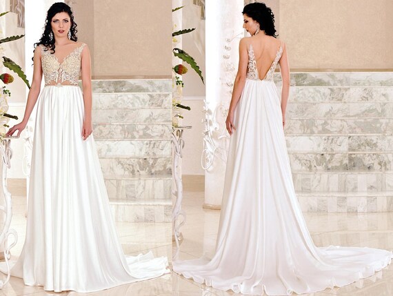 Vestido De Novia Transparente Con Corse De Encaje Y Falda De Etsy