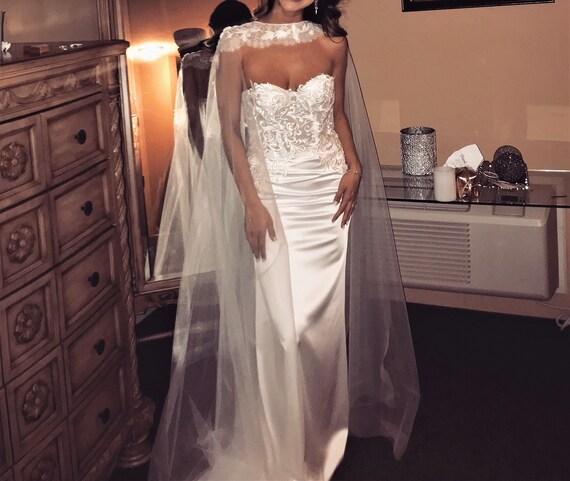 Elegant Mermaid Wedding Dress With Sheer Lace Corset And Etsy