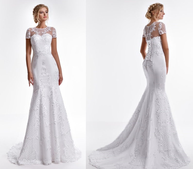 Closed Back Mermaid Wedding Dress