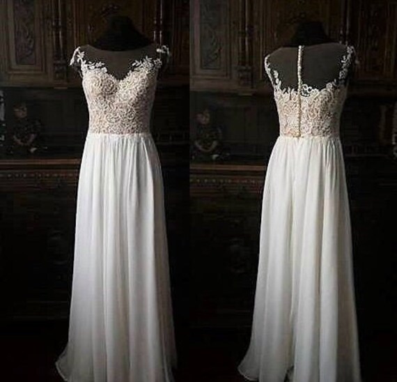 Light beach wedding dress with lace corset and chiffon skirt | Etsy