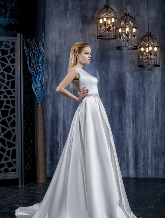 all satin wedding dress