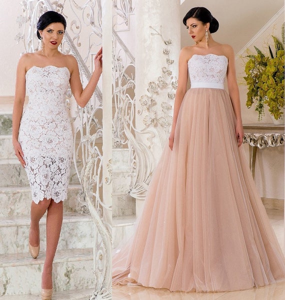 short wedding dress with detachable train