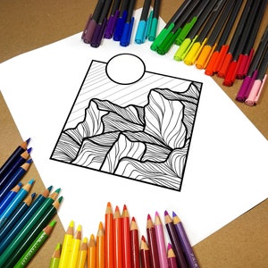 Mountain Diamond Coloring Page - Digital Download