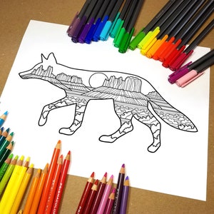 Desert Coyote Coloring Page Digital Download image 1