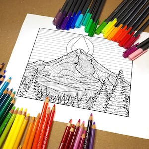 Mount Hood Oregon Coloring Page - Digital Download