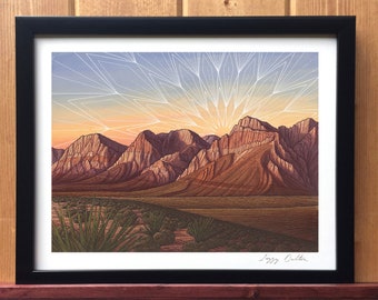 Red Rock Canyon Giclee Print - Las Vegas, Nevada, Climbing Art