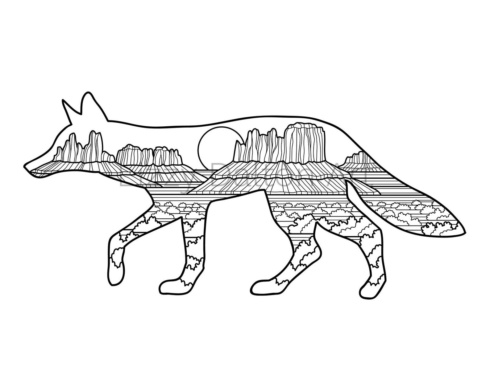 Desert Coyote Coloring Page Digital Download - Etsy