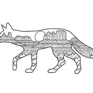 Desert Coyote Coloring Page Digital Download image 2