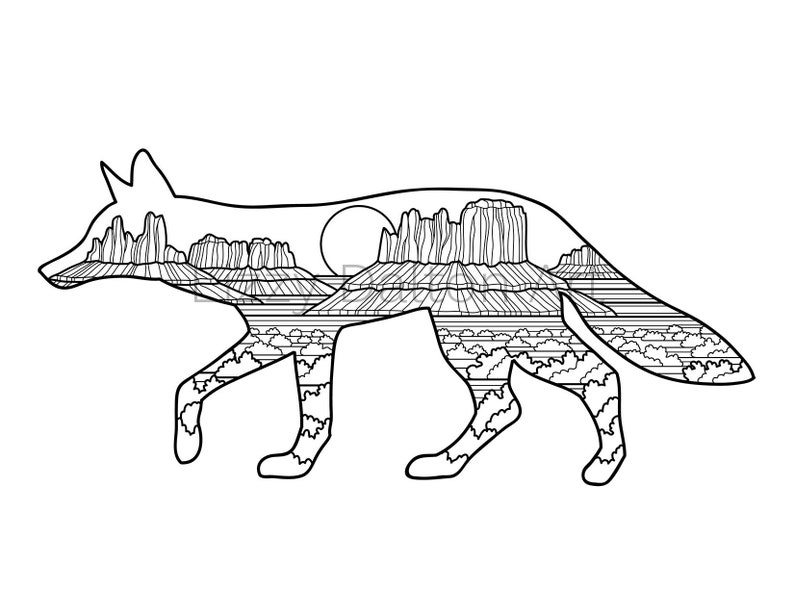 Desert Coyote Coloring Page Digital Download image 2