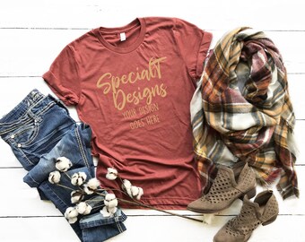 Bella Canvas 3001 Heather Clay Unisex Tshirt Tee With Blanket Etsy