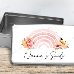 Personalised Treat Tin: Floral Rainbow Gift for Grandma