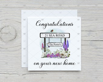 Congratulations On Your New Home Street Sign Personalised Card  Free Uk Mainland Shipping
